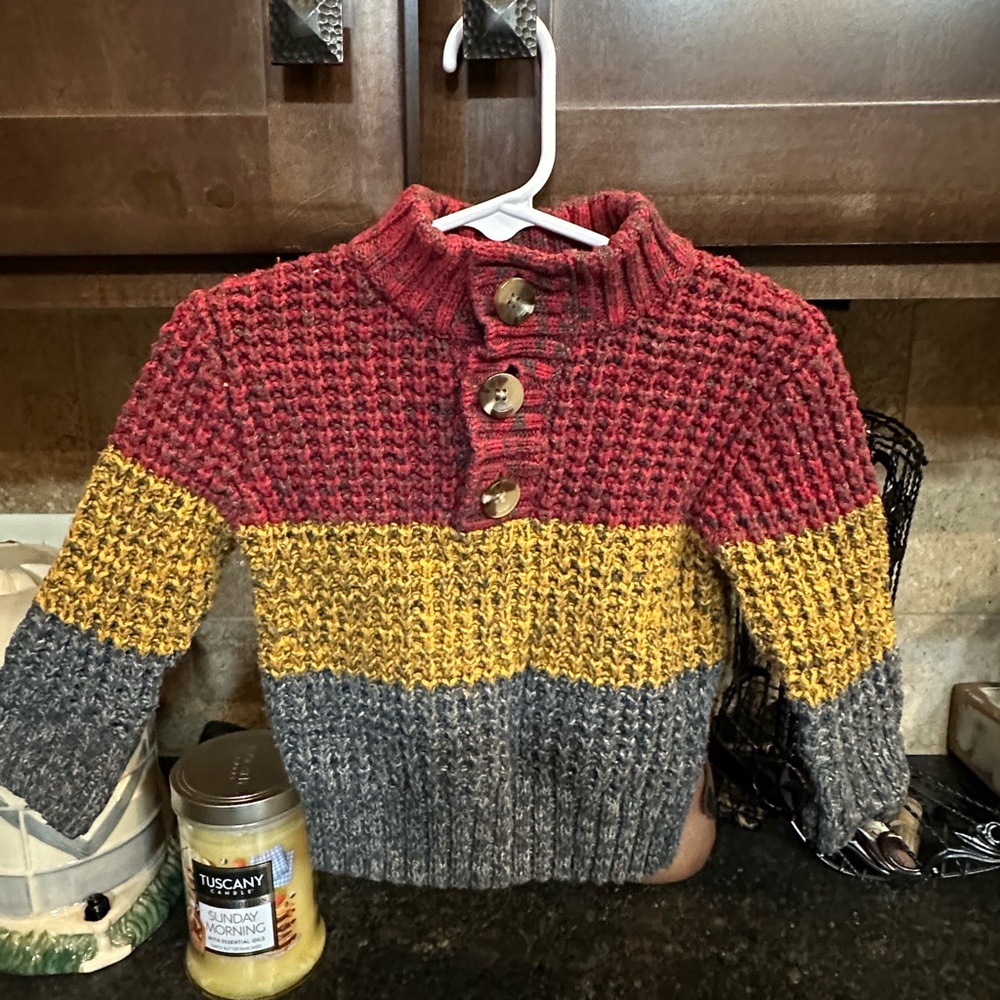 Cat & Jack Red and Gray Knit Sweater